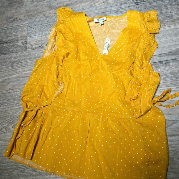 MADEWELL Side-Tie Ruffle Peplum Top in Polka Dot - Picture 7 of 8